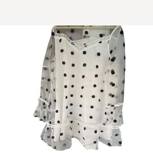 Polka Dot baby doll black n white mini dress size Large whimsy core romantic